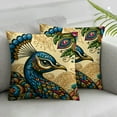 thumbnail image 2 of GOSMITH 2-Piece Short Plush Throw Pillow Cover Blue Green Peacock White, 2 of 6