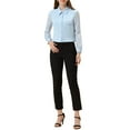 thumbnail image 2 of INSPIRE CHIC Women's Chiffon Textured Sheer Sleeve Button Down Work Shirt S Light Blue, 2 of 6