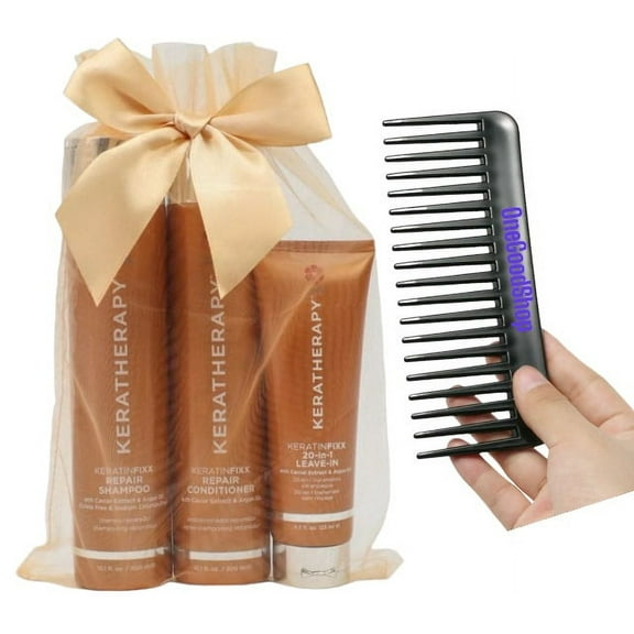 Keratherapy Keratinfixx Repair Shampoo & Conditioner, 10 oz Plus KeratinFixx 20-in-1 Leave-In 4.2 oz, Holiday Collection Trio