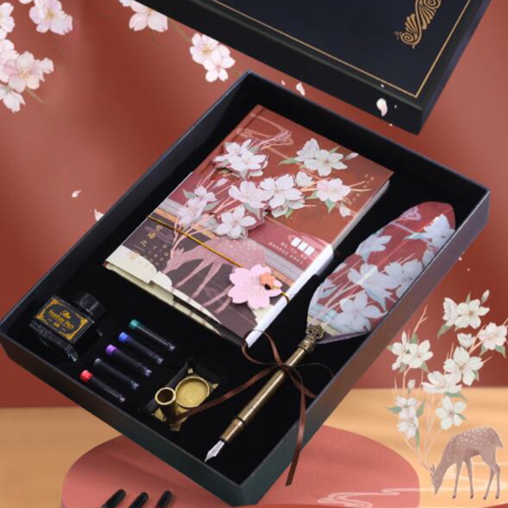 Retro Writing Quill Pen Exquisite Ornate Relief Pattern Design Pen Kits