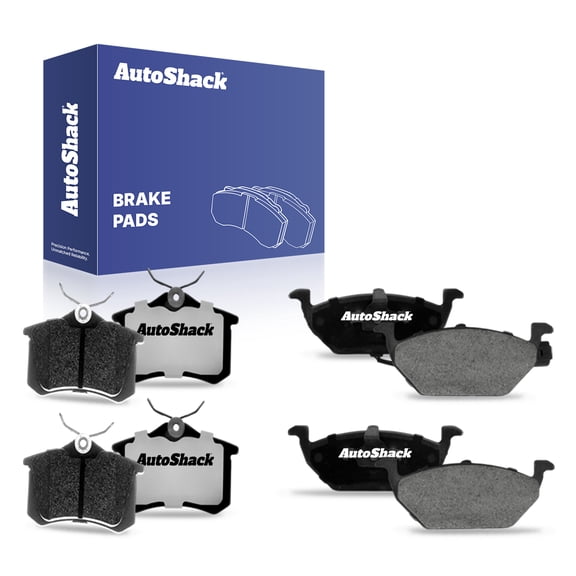 AutoShack Front & Rear Ceramic Brake Pad Set for Volkswagen, Jetta 2000-2006, 2012-2015 Beetle 2000-2010 Golf 2000-2006 Golf City 2007-2010, FWD L4 1.4L 1.8L 1.9L 2.0L L5 2.5L V6 2.8L