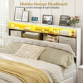 thumbnail image 5 of ARICOEASY California King Bed Frames with Hidden Storage Headboard & Drawers, Upholstered Cal King Platform Bed with LED Lights, Type-C Charging Station, No Box Spring Needed, Noise Free, White, 5 of 9