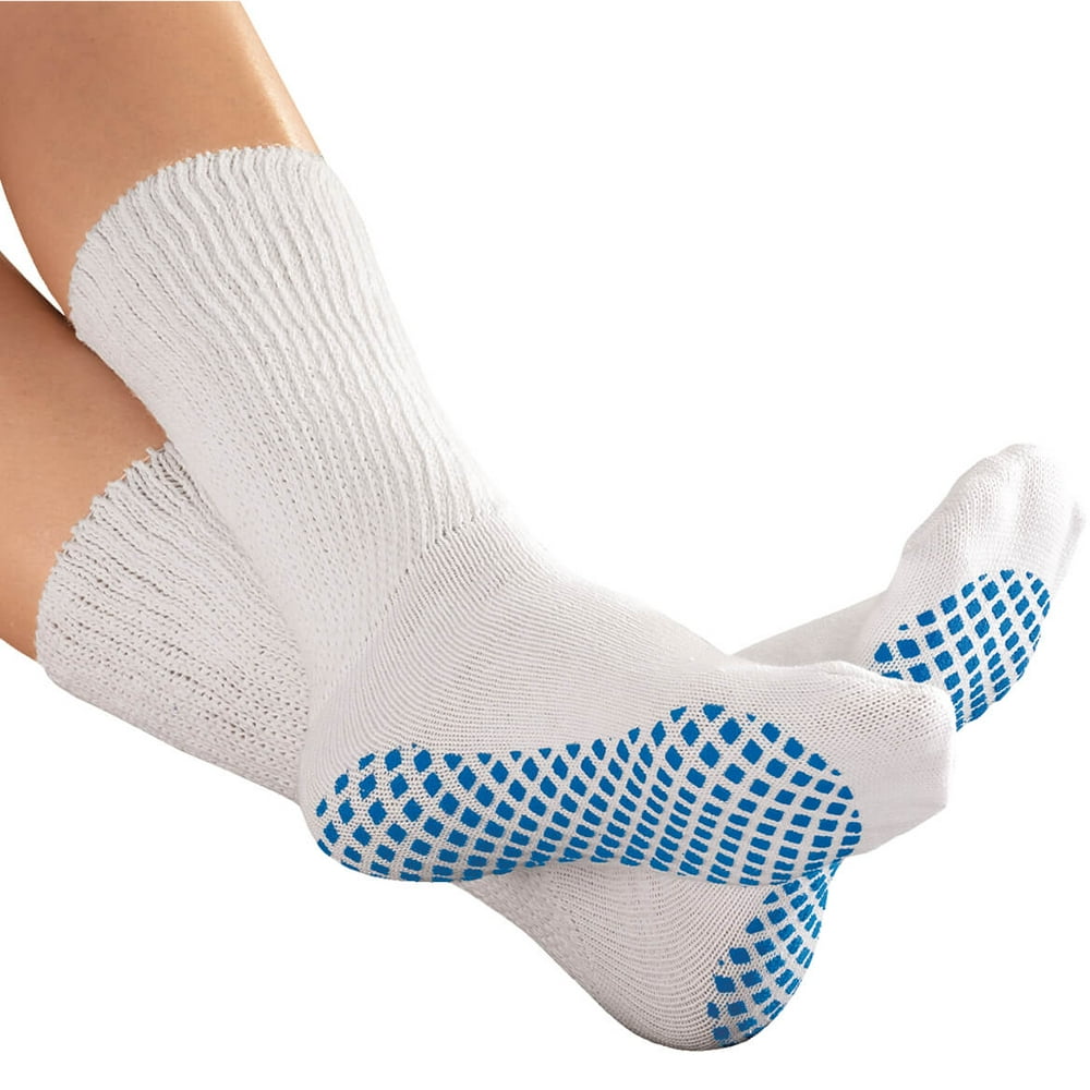 Bigbolo Diabetic Slipper Socks With Gripper SolesWhite