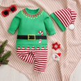 thumbnail image 3 of OJSFQUFP Infant Baby Cotton Jumpsuit Baby Long Sleeve Christmas Red Jumpsuit + Hat 2Pcs Set, 3 of 7