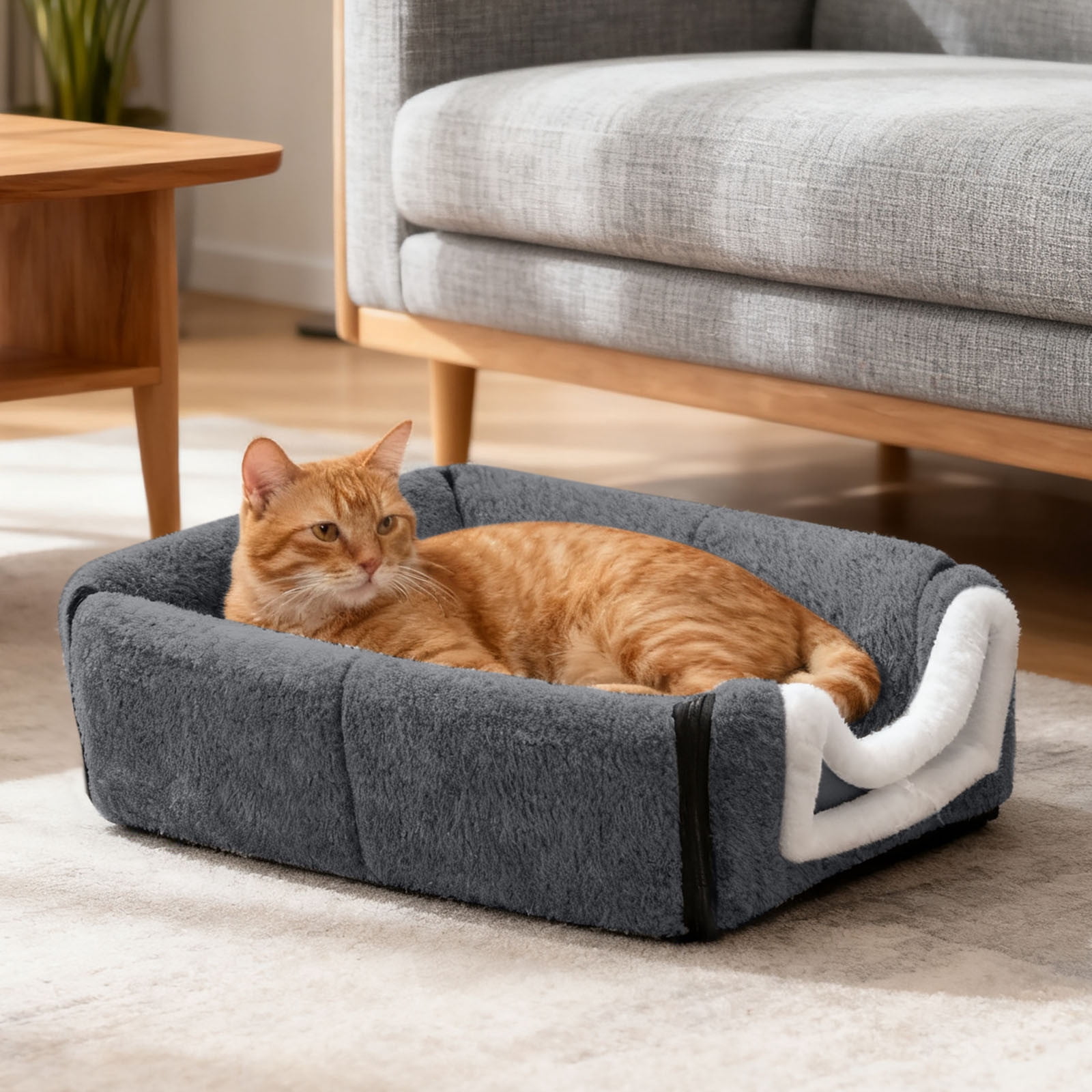 Heated Cat Bed Cat Bed Detachable Semi Enclosed Cat Bed With Arched Roof And Temperature Control Suitable For Small And Medium Sized Cat Breeds Suitable For Winter Home Travel,Gray 35x27x25cm