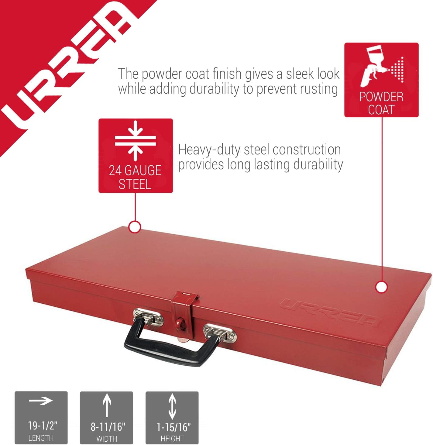 Metal Tool Box For Sets And General Use 328 Cu. In. In 3 Storage Capacity