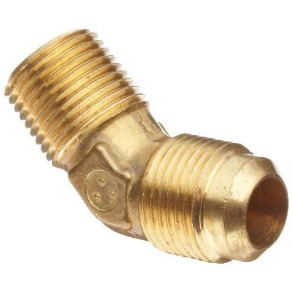 Anderson Metals Brass Tube Fitting, 45 Degree Elbow, 3/8" Flare x 3/8" Male Pipe