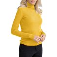 thumbnail image 2 of Suéteres Acanalados para Mujer, Lindos Suéteres de Punto de Cuello Alto, Ajustados y Cálidos Amarillo un Tamaño, 2 of 7