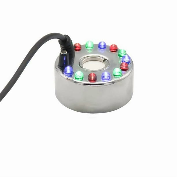 Wmhnj Nebulizador ultrasnico porttil con 12 luces LED para fuentes, estanques, acuarios y humidificadores de mesa.