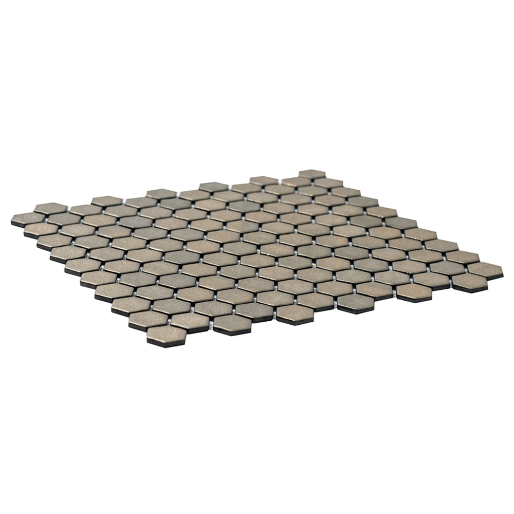 The Tile Life Eterna Hex 12" x 12" Gold Glass Hexagon Mosaic Floor and Wall Tile, 1 Sheet