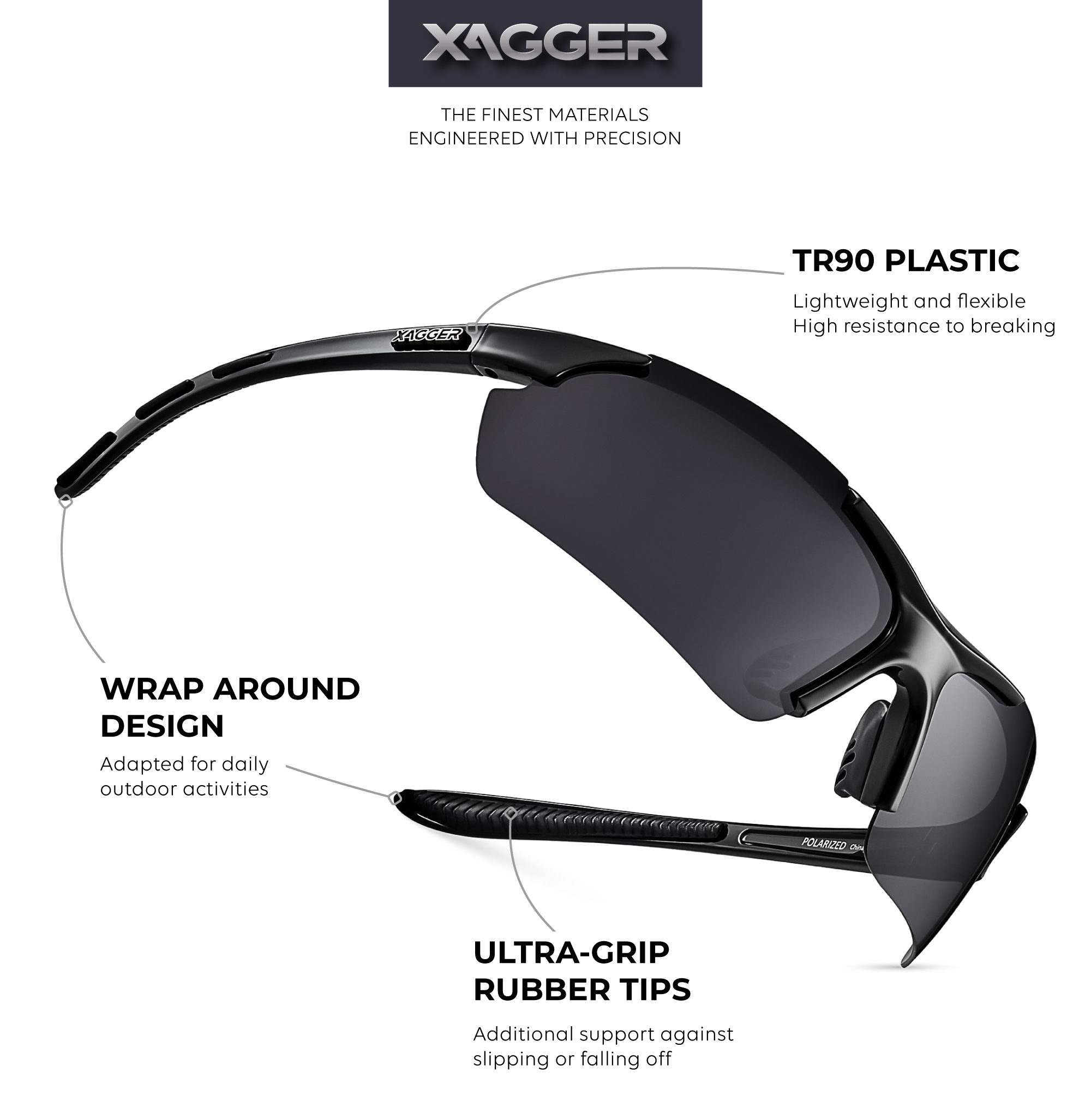 Xagger Polarized Wrap-Around Sport Sunglasses photo 5