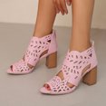 thumbnail image 3 of WEAIXIMIUNG 2024 Sandals Women Comfortable Wide Ladies Retro Solid Colour Breathable Thick High Heeled Hollowed Out Large Size Pointed Head Fish Head Sandals Boots High Heeled Shoes Pink 39, 3 of 10