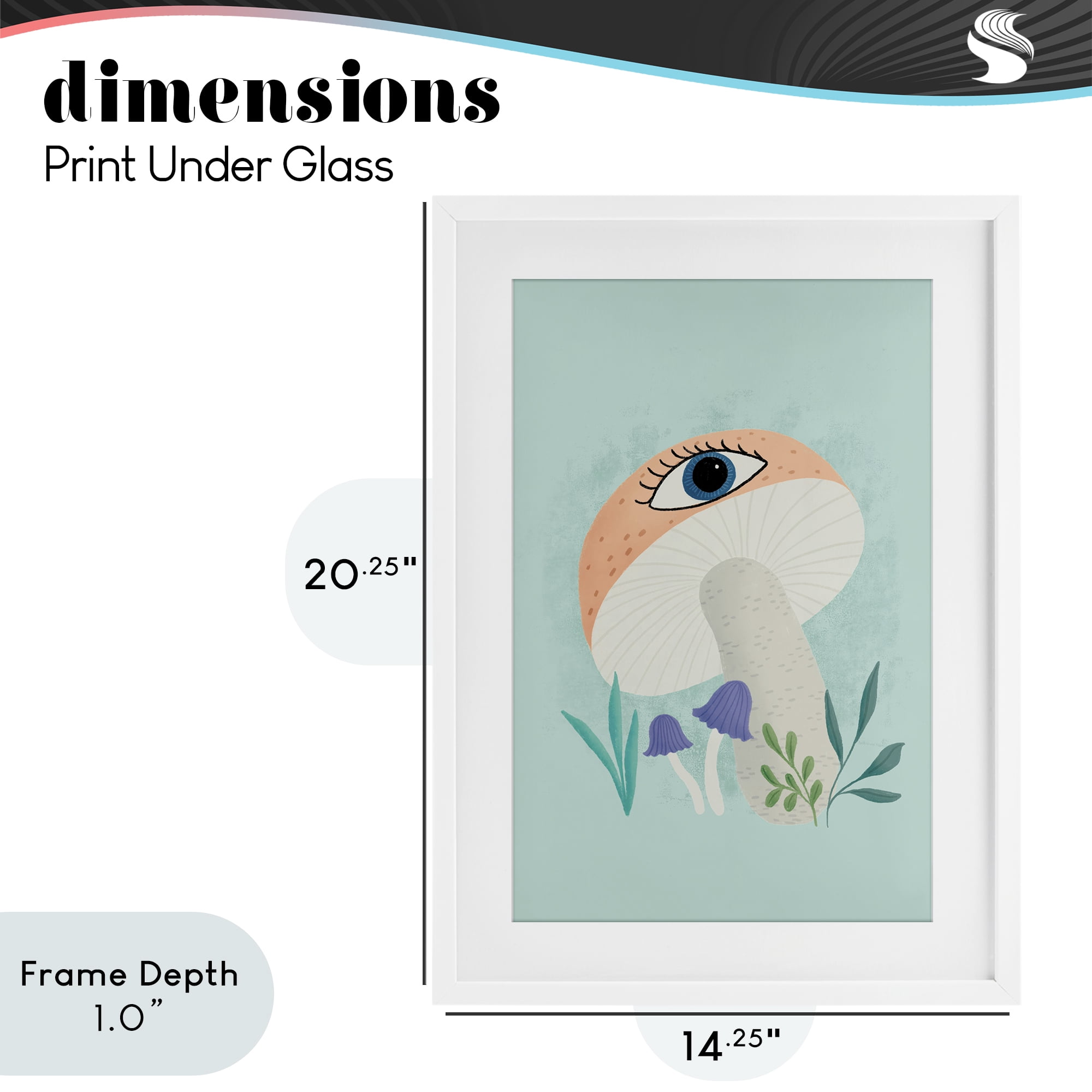Stupell Industries Mushroom with Mystical Eye White Framed Print Under Glass, design by Metka Hiti