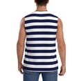 thumbnail image 4 of Fotbe Navy Blue And White Stripes Men's Camiseta sin Mangas Estampada para Hombres, Playera Casual para Gimnasio, Entrenamiento, Playa-Small, 4 of 7