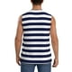 thumbnail image 4 of Fotbe Navy Blue And White Stripes Men's Camiseta sin Mangas Estampada para Hombres, Playera Casual para Gimnasio, Entrenamiento, Playa-Medium, 4 of 7