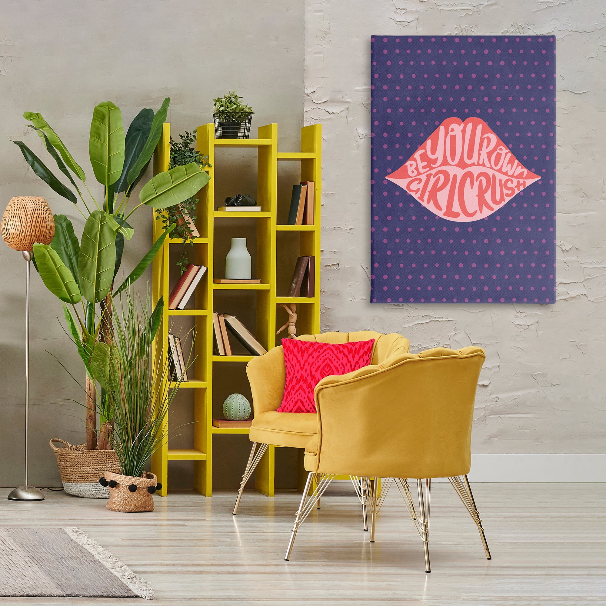 Stupell Industries Confident Girl Crush Lips Text & Numbers Painting Wrapped Canvas Art Print Wall Art, 30 x 45
