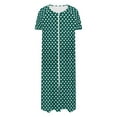 thumbnail image 4 of Tnhcen Women's Zip Up Robe Long Length Pajama Dress Heart Print Cozy Fleece Loungewear with Pockets Soft Sleepwear S-2XL Green, 4 of 7