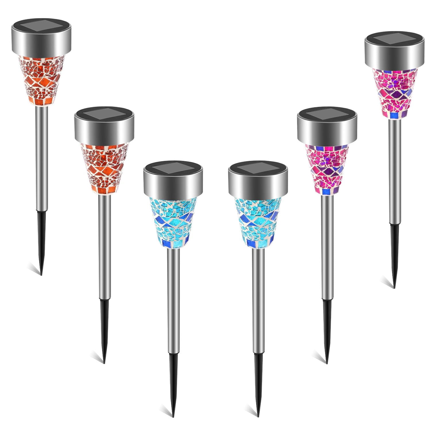 6 Packs Solar Garden Lights Outdoor Solar Pathway Lights IP44 Water-resistant Landscape Lights 8Hrs Lawn Lamps for Yard Driveway Walkway