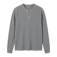 thumbnail image 4 of T-Shirts for Man Long Sleeve Crew Neck Henley T-Shirt Loose Fit Grey Athletic Shirt Tees with Button Casual Shirts for Men, 4 of 4