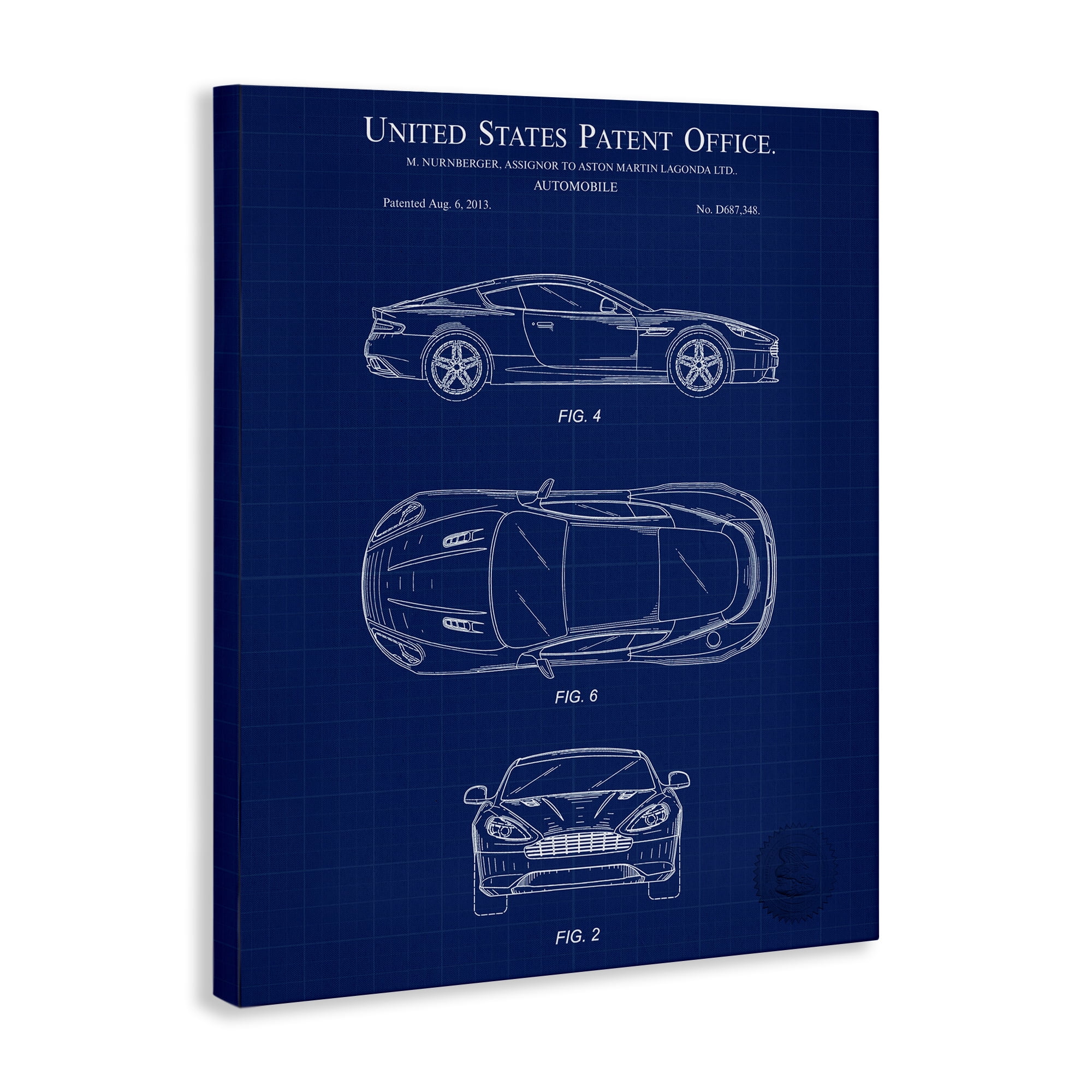 Stupell Industries Automobile Patent Blueprint Transportation Painting Gallery Wrapped Canvas Art Print Wall Art, 24 x 30
