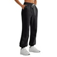 thumbnail image 2 of Women's Lounge Sweatpants Baggy High Waisted Joggers Pants with Pockets Cinch Bottom Comfy Sweatpants Elastic Trousers 04-Dark Gray S, 2 of 3