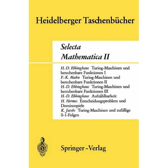 Heidelberger Taschenbücher Selecta Mathematica II, Book 67, (Paperback)