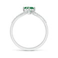 thumbnail image 2 of ANGARA Natural Two Stone Emerald Bypass Ring with Diamond Accents in 14K White Gold for Women (Size-3.7mm) | May Birthstone, Birthday, Anniversary, Jewelry Gift for Women | Natural Emerald Ring, 2 of 8