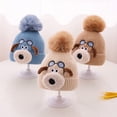 thumbnail image 5 of HGIEYS Toddler Winter Knit Beanie Cute Pilot Dog Embroidery Warm Pom Pom Hat for Baby Boys Girls 1-5 Years, 5 of 6