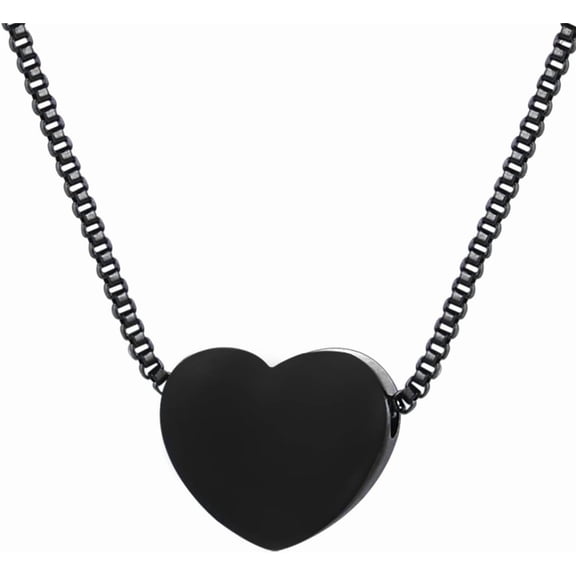 Tiny Heart Necklace for Women, Stainless Steel 18K Gold/Black/Rose Gold Plated Link Chain Dainty Love Hearts Pendant Necklaces