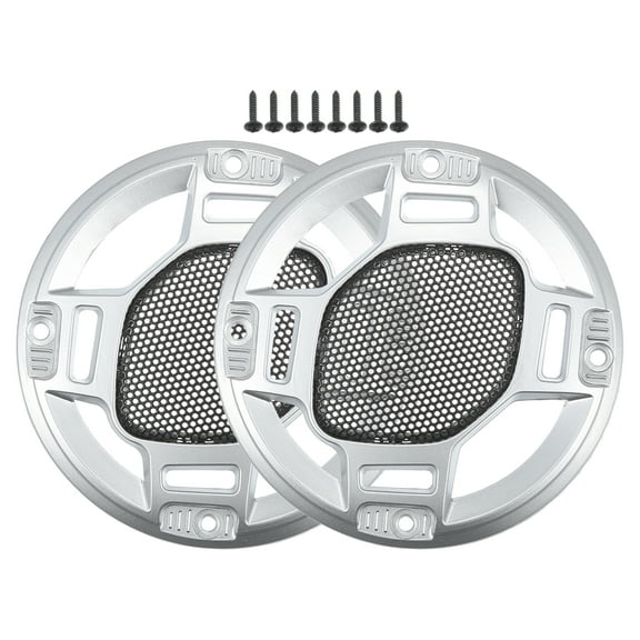 Unique Bargains 2 Pcs 3" Car Speaker Grills Cover Mesh Round Audio Subwoofer Protector w/ Screws Iron Silver Tone Black