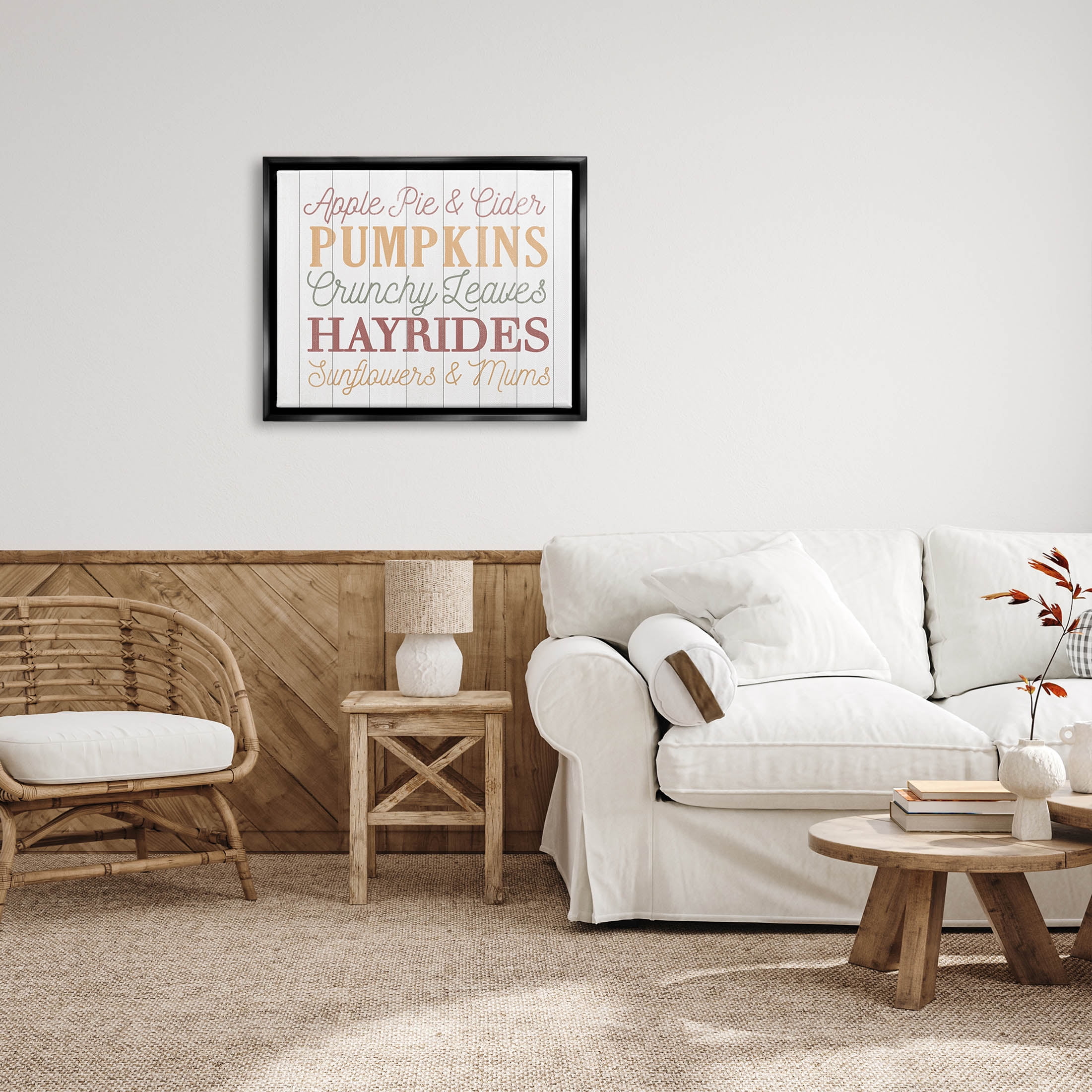 Stupell Industries Autumnal Fun Activities List Graphic Art Jet Black Floating Framed Canvas Print Wall Art, Design by Dogwood Portfolio