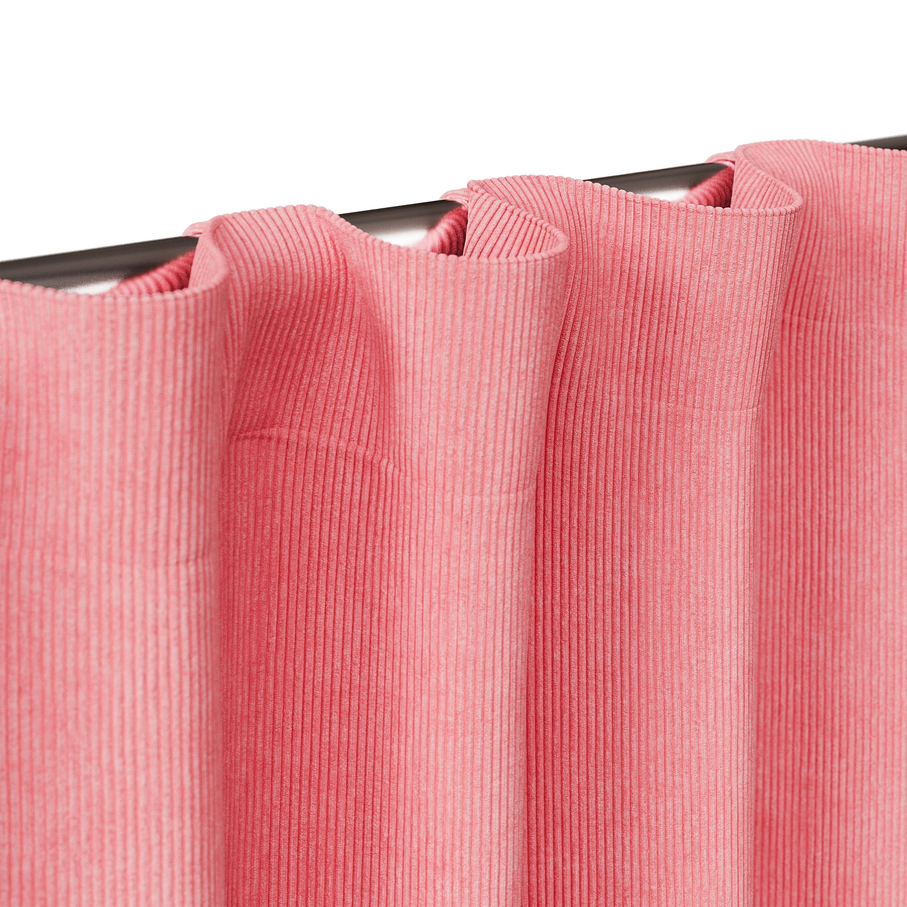 Mainstays Kids Pink Solid Ribbed Corduroy Blackout Rod Pocket with Back Tabs Single Curtain Panel, Set of 1, 38" W x 63" L