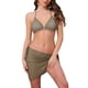 thumbnail image 1 of INSPIRAR CHIC Conjuntos de Bikini de Decoración de Concha para Mujeres de 3 Piezas con Top Halter, Parte Inferior de Triángulo con Lazo y Falda Cubierta Verde Musgo X-Large, 1 of 5