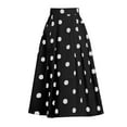thumbnail image 5 of WTOBBY Women's Summer Casual Vintage Polka Dot Midi Skirt with Concealed Pockets, Flowy A-Line Large Swing Beach Skirt Drape Design for Retro Styling,Black L, 5 of 5
