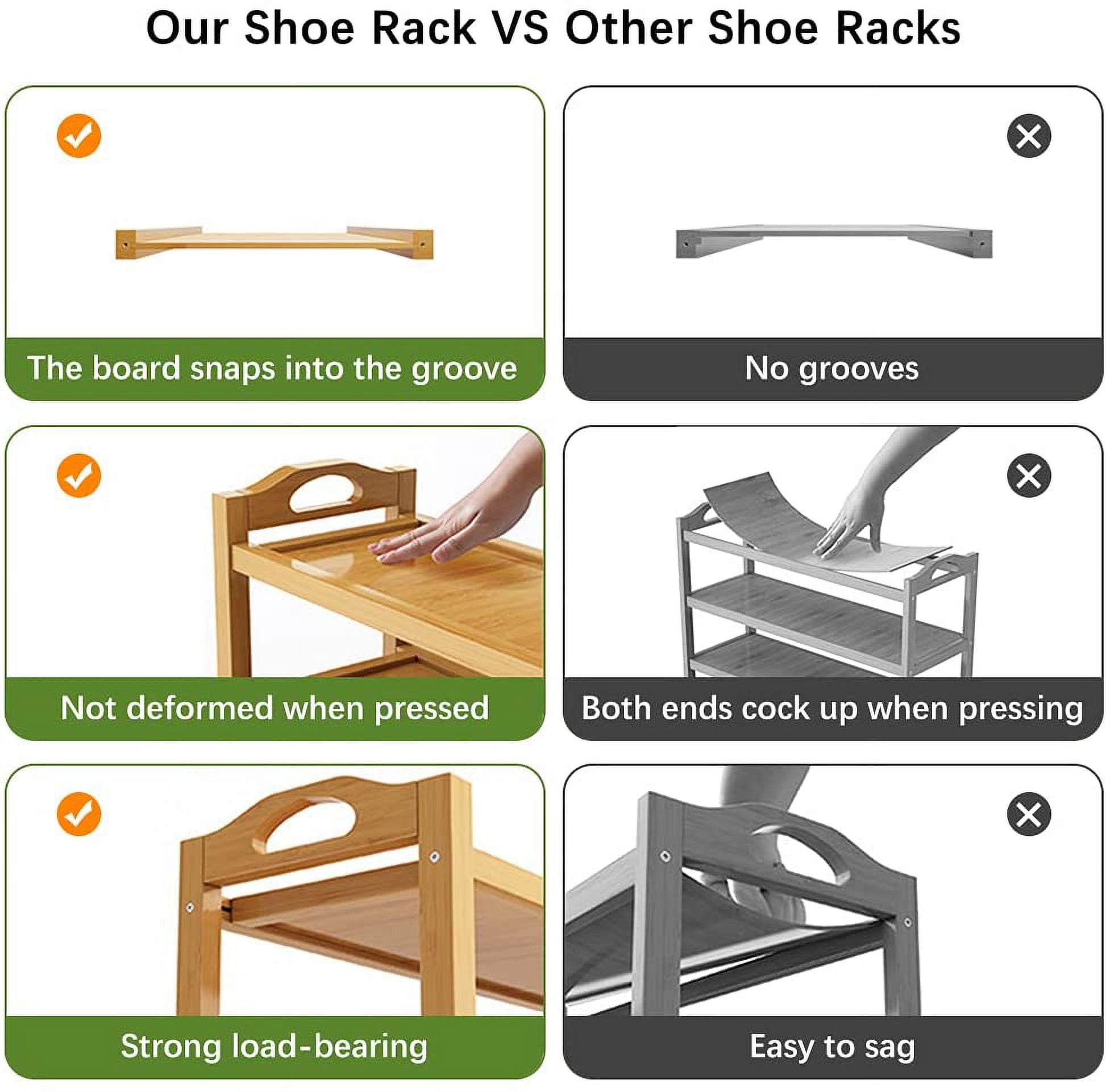 Bamboo Shoe Rack, Zzbiqs 7-Tiers Shoes Storage Organizer Hold 30 Pairs, Free Standing,  35.4 inch