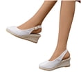 thumbnail image 4 of Vibrex Women's High Heels Shoes Linen Straw Sandals Wedges Casual Canvas Dress Slippers Women's Sandals Perfect For Travel,Daily,Vacations,Part,Dates,Work_White_8.5, 4 of 9