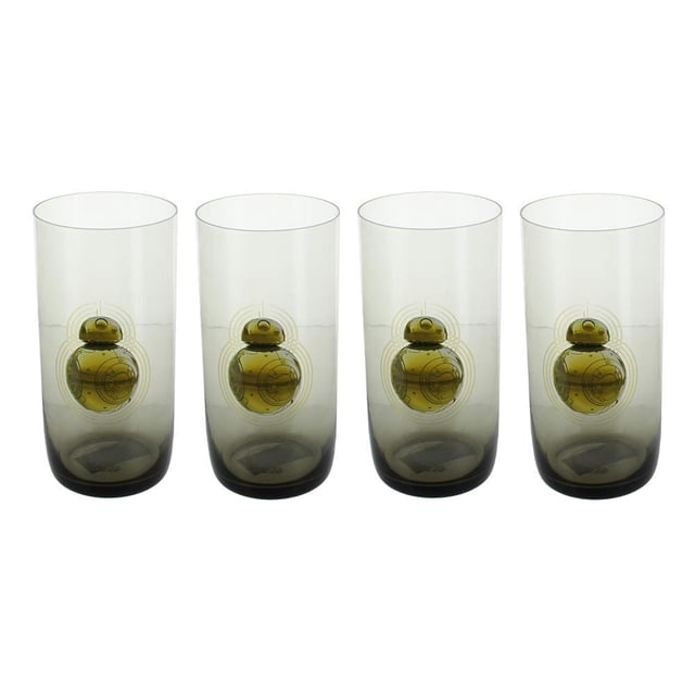 Juego de vasos de vidrio Star Wars Bb-8, 600 ml, negro x4 Toynk