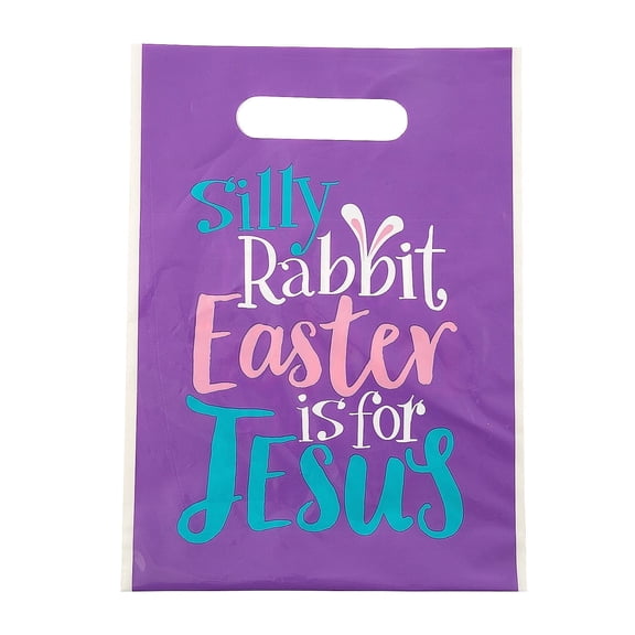 7" x 9 1/2" Bulk Small Silly Rabbit Easter Is For Jesus Plastic Goody Bags - 50 Pieces