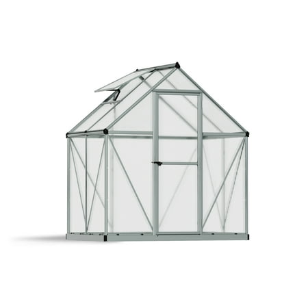Palram - Canopia Mythos 6' x 4' Polycarbonate/Aluminum Walk-In Greenhouse – Silver - with Roof Vent
