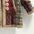 thumbnail image 3 of DHFJKG Winter Coats For Women Fuzzy Lining Boho Retro Print Mediun Length Hooded Coat With Pockets Warm Comfort Outerwear, 3 of 5