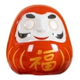 thumbnail image 2 of Figura de muñeca Daruma, adorno multifuncional, regalos, decoraciones, cerámica blanca Rojo, 2 of 9