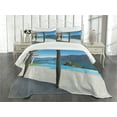 thumbnail image 3 of Ambesonne Italian Quilted Bedspread Set 3 Pcs, Lake Maggiore Alps View, King Size, Turquoise Grey and White, 3 of 5