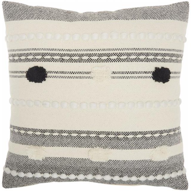 HomeRoots 386333 Boho Handcrafted Black & Ivory Accent Throw Pillow