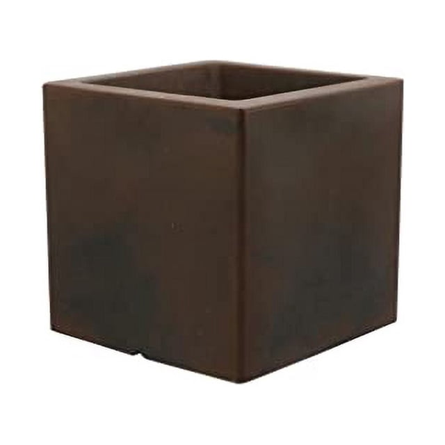 Ecobo Maceta Cuadrada Ecológica 39,9 cm, Estilo Bloco, Uso Interior/Exterior, Duradera, Versátil y Ligera, Diseñada por Artesanos Brasileños, Diseño Contemporáneo para Todo Tipo de Climas (Marrón)