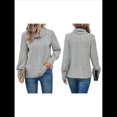 thumbnail image 3 of Suéter Tipo Túnica de Cuello Alto para Mujer, de Larga, de Punto Acanalado, Cómodo, Holgado, Informal, para Otoño Gris XXL, 3 of 7