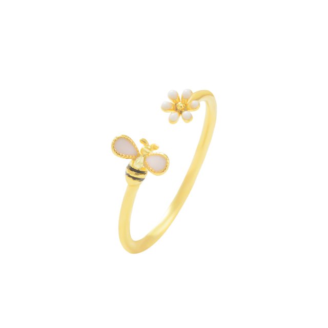 Jumpingount Anillo abierto Daisy Bee ligero portátil duradero ajustable anillos de dedo pulido joyería cumpleaños aniversario Ropa, zapatos y accesorios Miscelánea Jumpingount AP016724-00