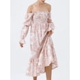 thumbnail image 5 of Women's Autumn Long Beach Dress Long Sleeve Off Shoulder Solid Color/Floral Dress, 5 of 10