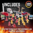 thumbnail image 2 of Figuras de acción de bomberos, juego de 100 figuras de bomberos que incluyen bomberos, camiones de bomberos, ambulancias, botes de rescate y más, ideal para juegos de simulación, decoraciones de diora, 2 of 5