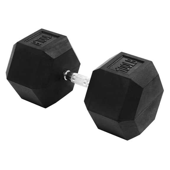 Signature Fitness Hex Single Dumbbell Strength Workout Equipment, 100 lb