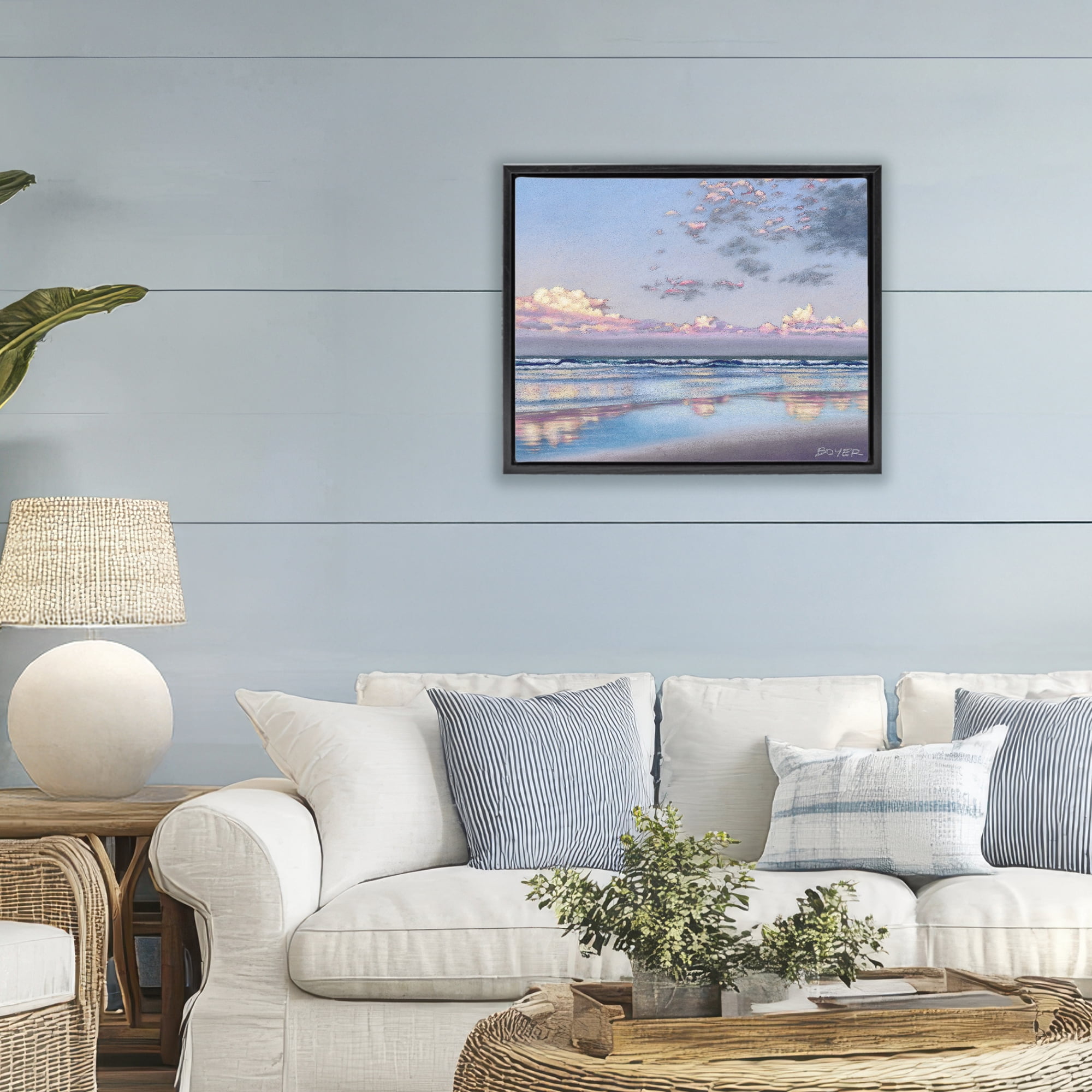 Stupell Industries Nature's Poetry Seascape Black Framed Floater Canvas Wall Art, design by Susy Boyer